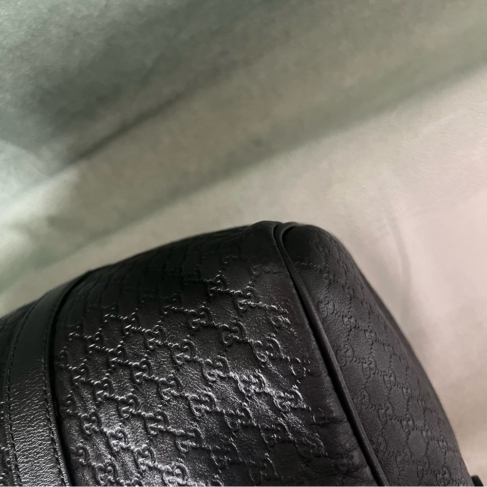 Gucci Black Leather Gg Monogram Boston Bag Crossbody - Picture 7 of 16